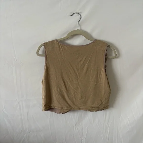 Moon collection fairy ruffle boho blouse sequin taupe sleeveless crop medium - Picture 5 of 5